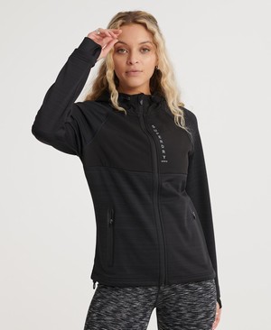 Superdry Training Water Repellent Cipzár Női Kapucnis Pulóver Fekete | RFPLQ7210